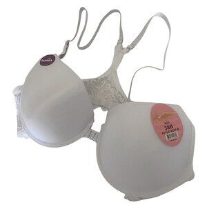 Angelina Lace Accent Lightly Padded Front Clasp Racerback Bra 38B